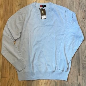 Shephe Men's 100 % Cashmere V-neck Sweater Sky Blue XL